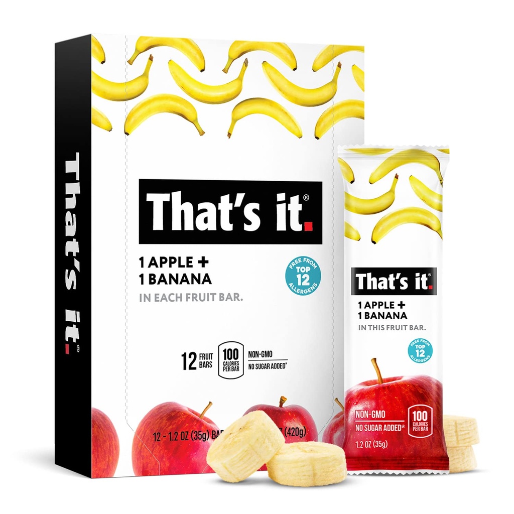 זוהי תזונה של Apples + בננה 100% טבעי פירות בר, Paleo לילדים ומבוגרים, non GMO Sugar-Free, No preservatives אנרגיה מזון, 14.4 Oz, Pack של 12