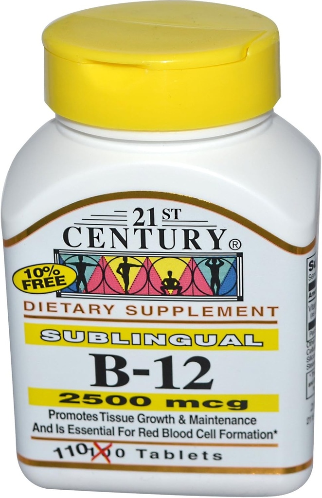 המאה ה-21, B-12, 2500 mcg, 110 טבליות - 2pc