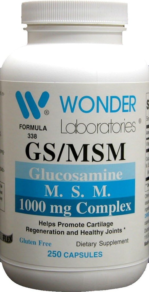 Wonder Labs Glucosamine /MSM, מסייע לקדם את התחדשות קרטלאז' ופרקים בריאים - 250 קפסולות