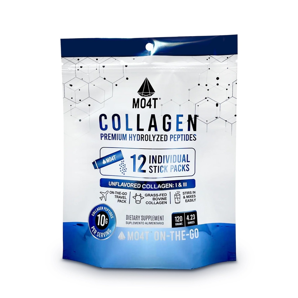 hydrolyzed Collagen Peptides - Collagen Travel Packets - Grass-Fed-Fed-Fed- Unflavored,-Portable Collageagen אבקת for Joints, Hair, Skin & Nails -12 Sachets