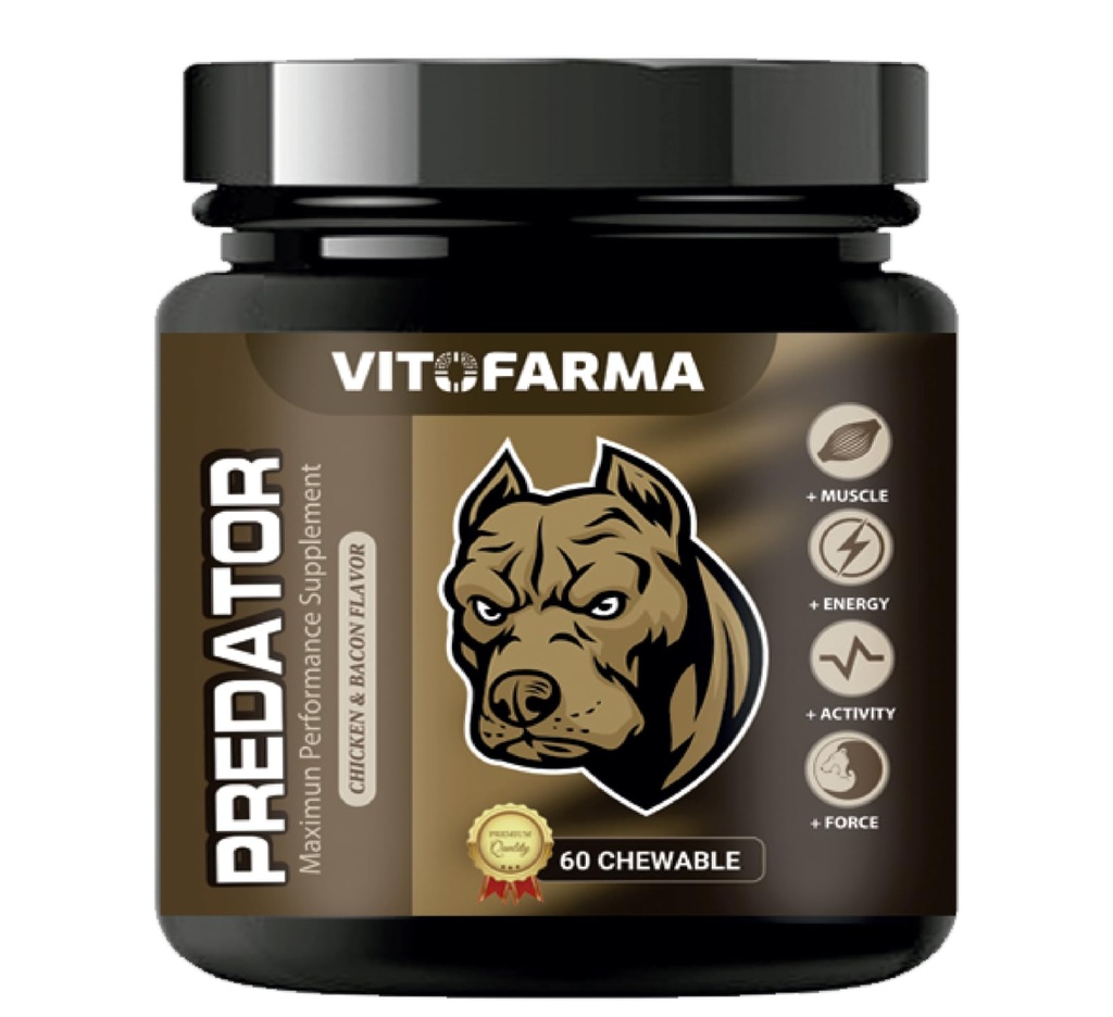 Predator שריר בונה Chewable טבליות עבור כלבים - Canine כלב תוספת עבור שריר מקבל - 60 כרטיסיות