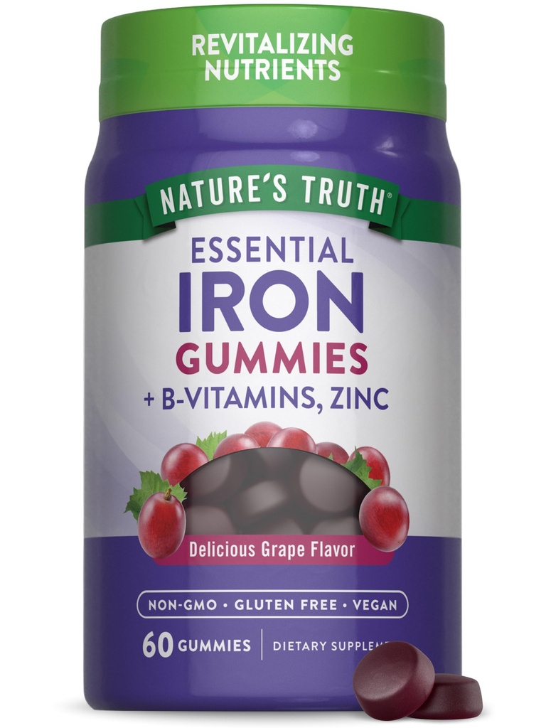 האמת של Nature's Truth Iron Gummies | 60 Count | טבעוני, Non-GMO Glu &ten Free Supplement