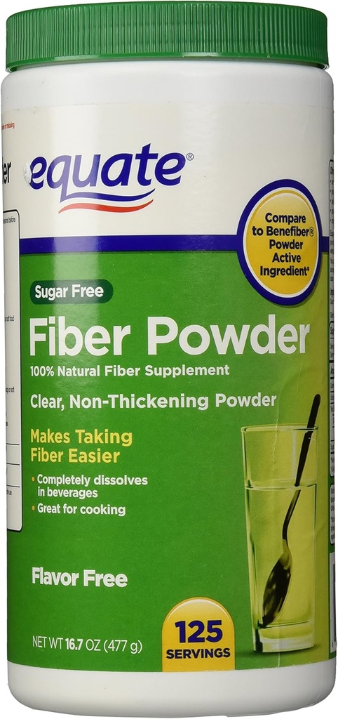 אבקת סיבים Equate סיבים Clear Soluble - 125 משרתים, 16.7 oz (1)