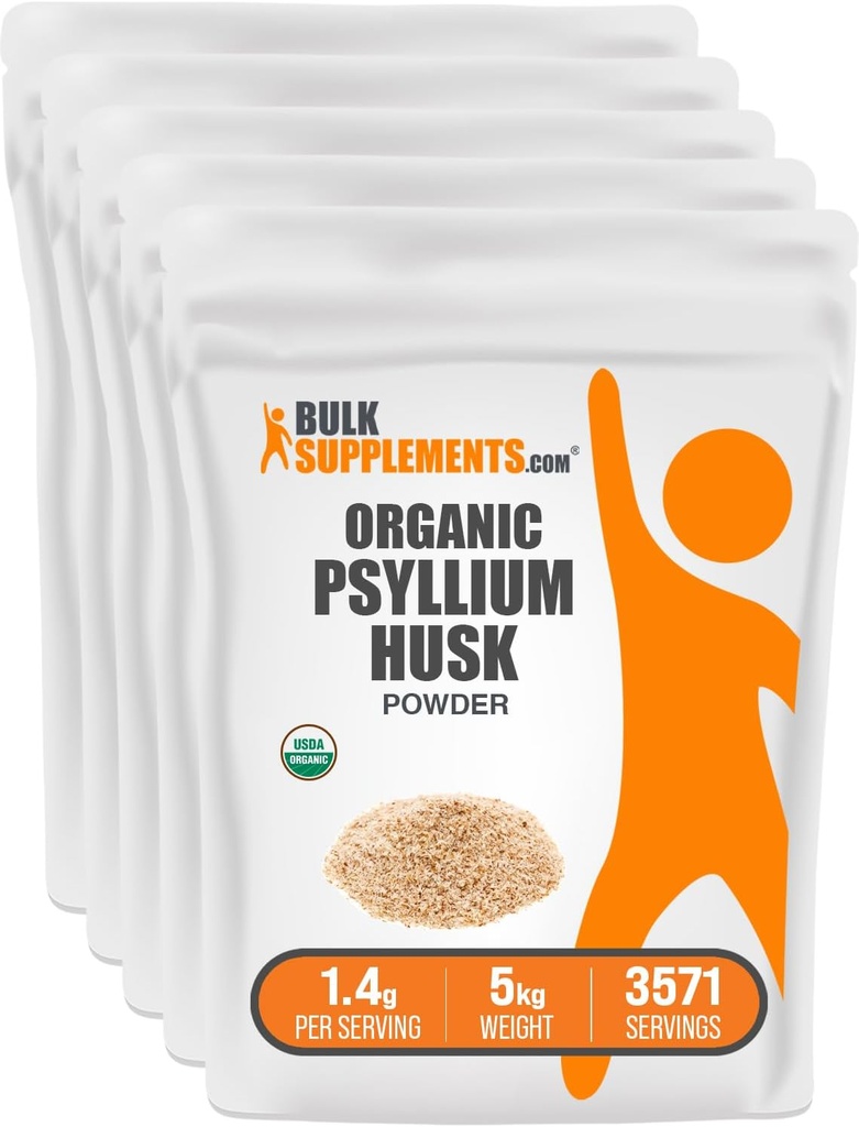 BulkSupplements.com אורגני Psyllium Husk אבקת - Psyllium Husk אבקה עבור Baking, סיבים תוספת - Gluten Free, 1.4g לשרת, 1kg (2.2 lbs) (Pack של 5)