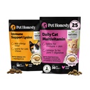 Cat Multivitamins + Immune Support Lysine Dual Texture Chew תוסף Bundle - תמיכה בסך הכל Immune Health, Joints, Skin & Coat, and Cat Allergy Relief - Sneezing, Runny Nose