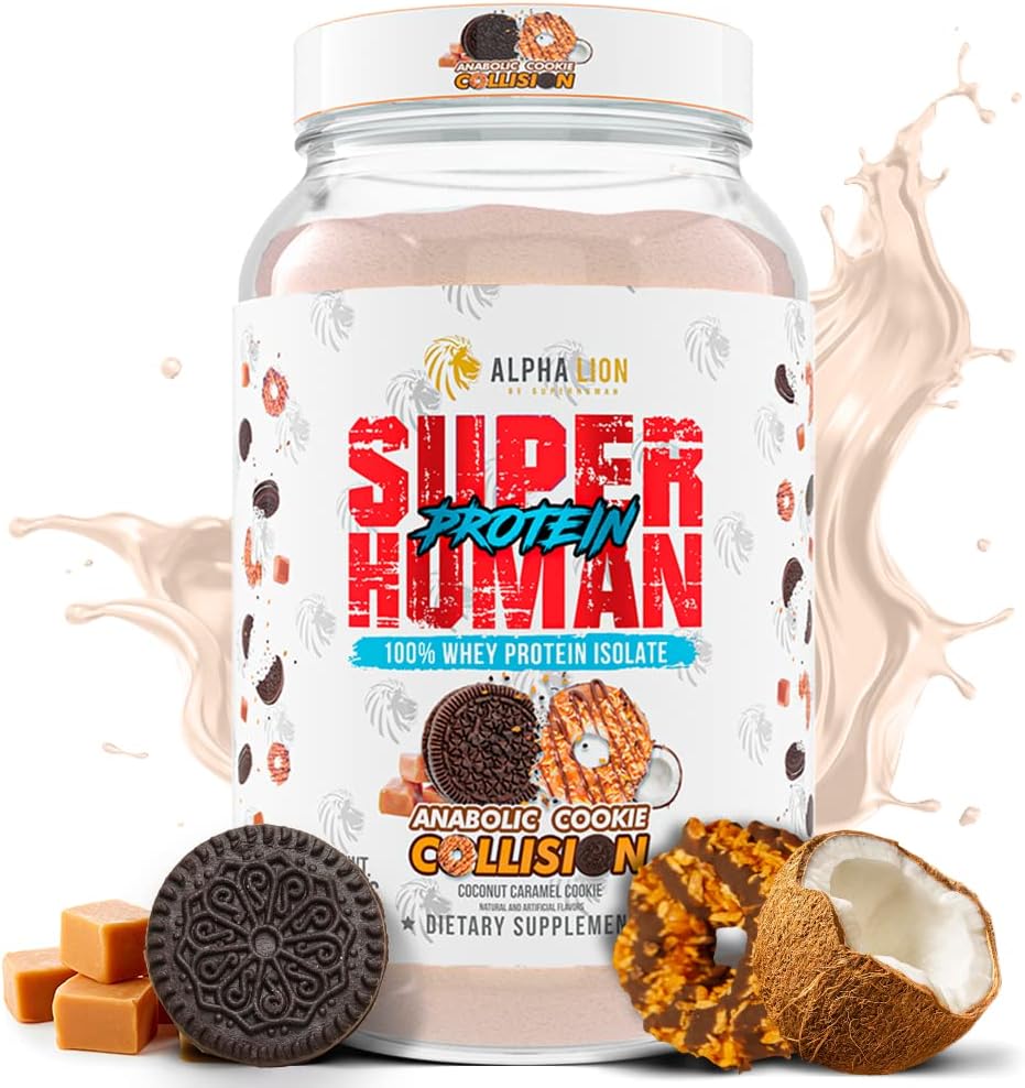 ALPHA LION Superhuman Whey אבקת חלבון, Great Tasting Pure חלבון Isolate, Low Carb, Low Sugar, No Bloat Post Workout, שריר התאוששות וצמיחה (28 משרתים, עוגיות קוליות)