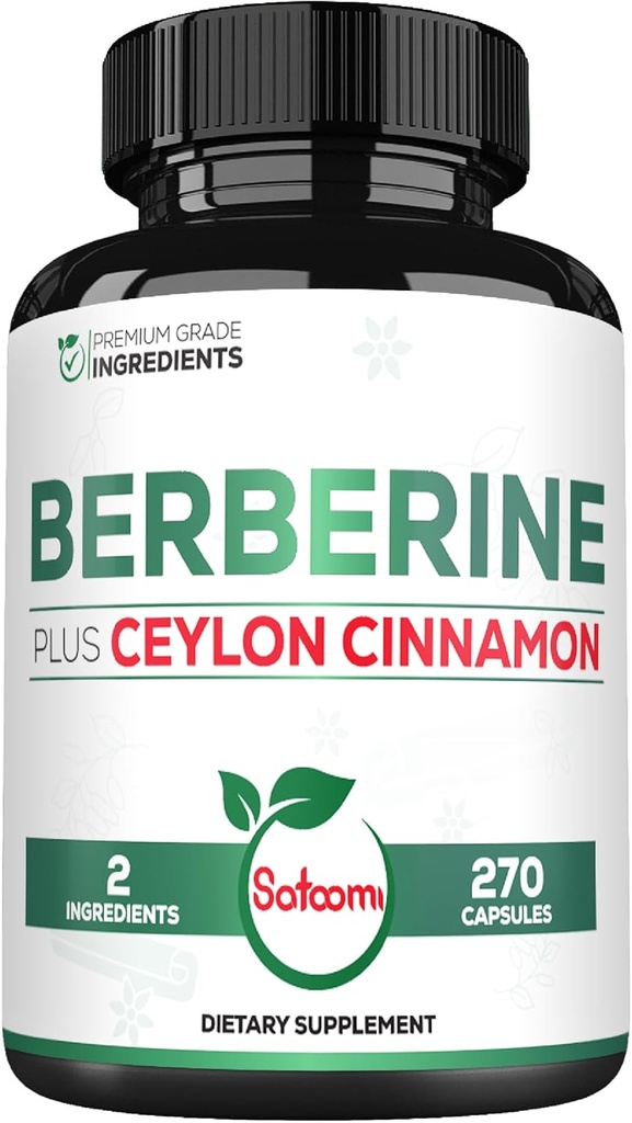 ברברין עם Ceylon Cinnamon תוסף - 1500 מ"ג תוספת כוח עבור מערכת החיסון, בריאות עיכול, ניהול גוף ואנרגיה ייצור - 270 קפסולות - Gluten-Free, non-GMO
