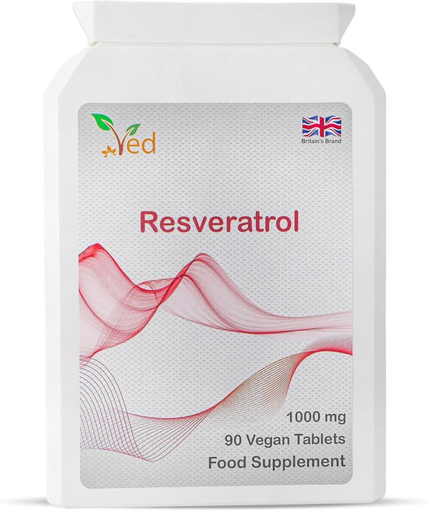 Ved RESVERATROL 1000 מ"ג Tablet 90, טיטנט Antioxidants &, מקדם תמיכה אנטי דלקתית, תמיכה קרדיווסקולרית, 90 יום אספקה לבקבוק.
