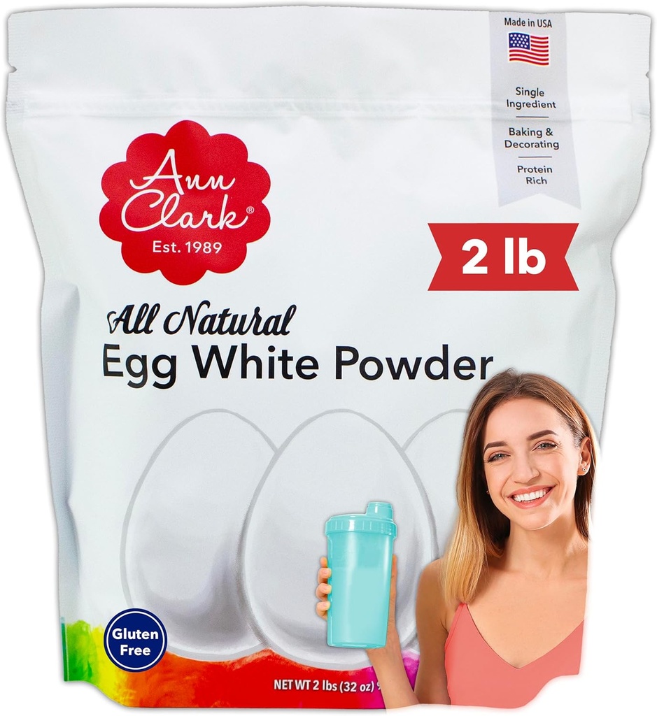 אן קלארק All Natural 100% ביצה לבן אבקת חלבון המיוצר בארה"ב, 2 Lbs