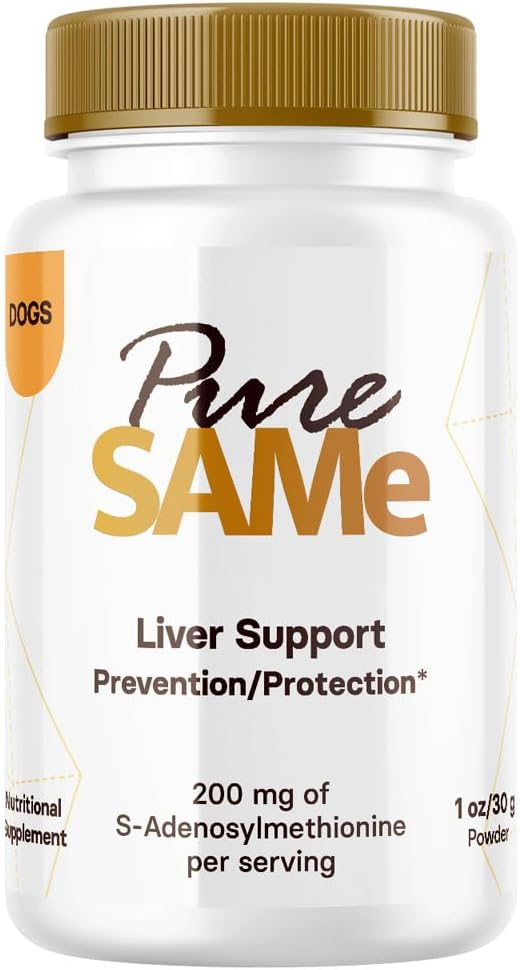 Pure SAM-e 200 מ"ג Liver תמיכה לכלבים - עוף פלאקר Premium Liver תוספי מזון - S-Adenosylmethionine עבור כלבים כדי לתמוך בתפקוד הפטיטיס בריא - Scoop Included 30g (1oz)