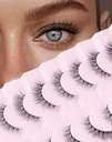 רק כל ה- Wispy Lashes טבעי נראה כוזב טיפות עיניים טבעיות פלא אדום טיפות עיניים כוזבות Lashes Soft Fluffy Lashes 7 Pairs D1 טבעי (6-13MM)