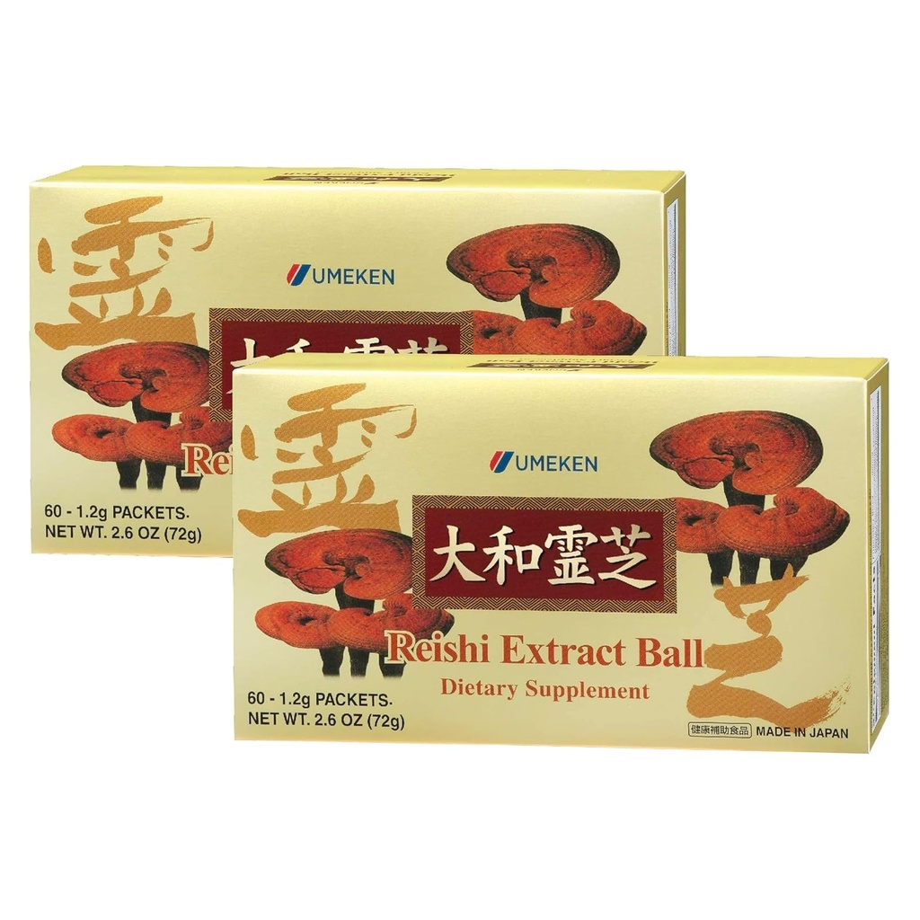 Umeken Reishi Mushroom לחלץ כדורים, ריכוז, יפני Reishi Mushroom תוספת עם Beta Glucan, ריכוז בפורמט כדור, 4 חודשים אספקה, 60 Packets, Pack של 2 2