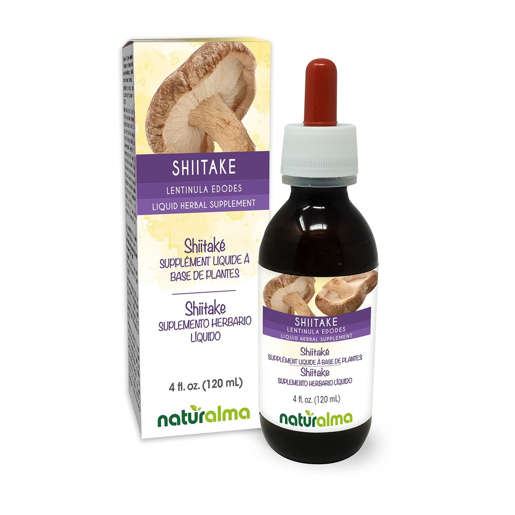 Naturalma Shiitake (Lentinula edodes) Fungus או Mushroom אלכוהול חינם Tincture 4 fl oz נוזל לחלץ טיפות | Herbal Supplement