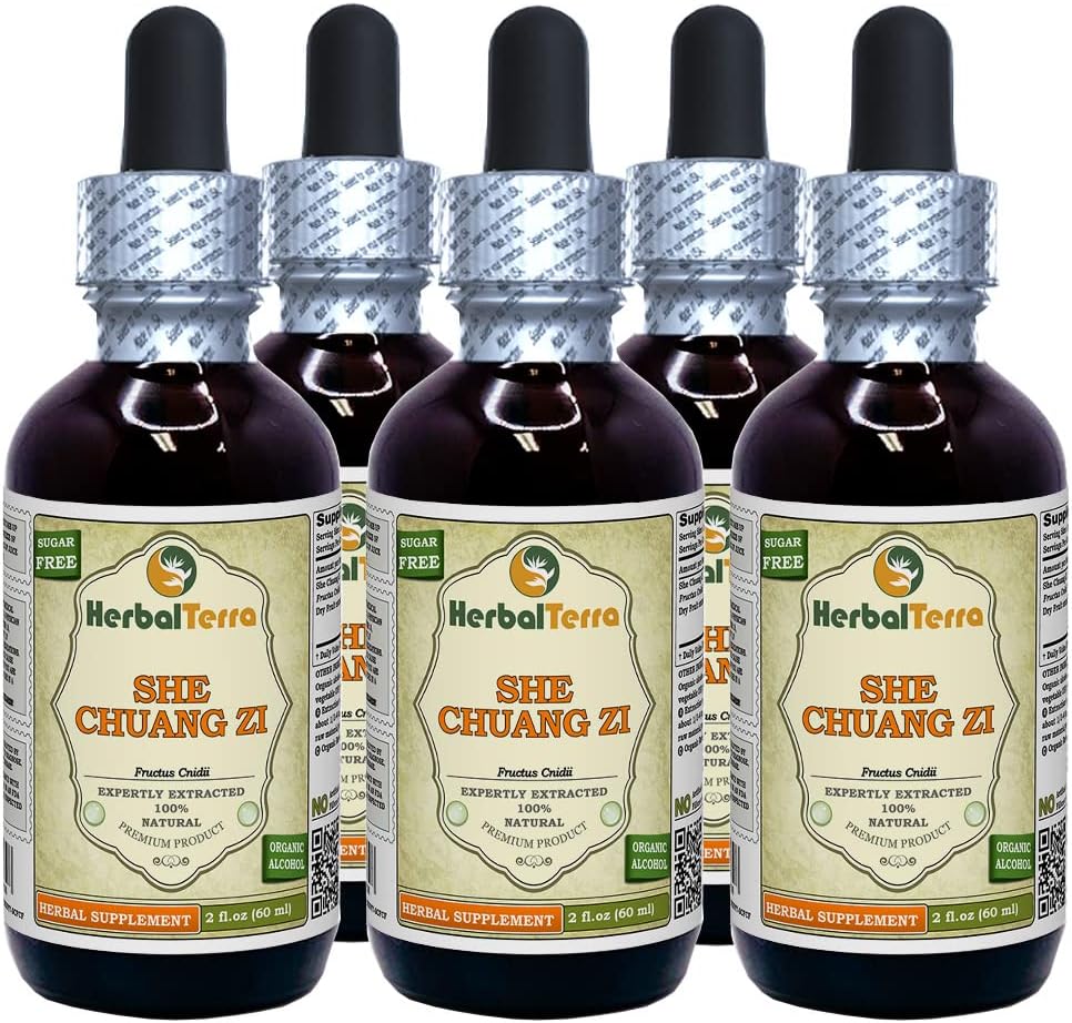 היא צ'ואנג זי (Fructus Cnidii) Tincture, אורגני Dried פירות לחלץ נוזלי (שםBrand: HerbalTerra, Proly Made in USA) 5x2 fl.oz (5x60 מ"ל)