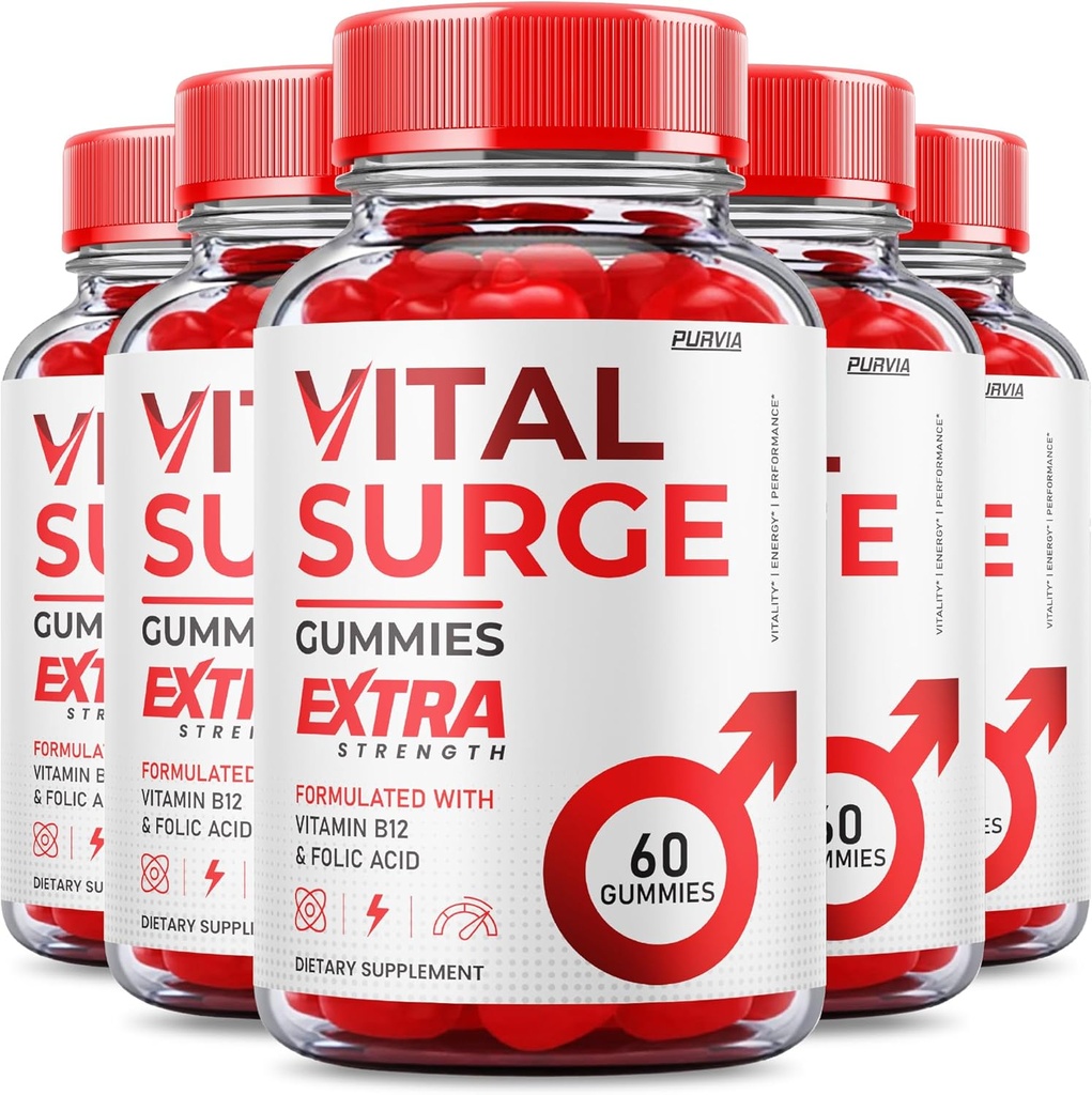 (5 Pack) Vital Surge Gummies - פורמולה רשמית - חניכיים כוח מקסימלית Vital Surgemies, Vitalsurge ויטמין תוסף חניכיים מתקדמות בריאות, Vital Surgemies Made בארה"ב (300 חניכיים)