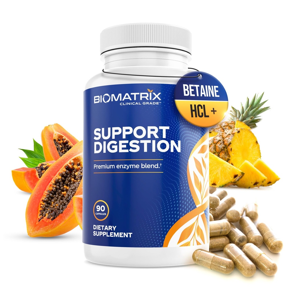 תוסף Enzymes (90 קפסולות) תומך Digest - עם Purified Bile, Pancreatin, Plant Enzymes, Ox Bile, Betaine HCL, תמיכה של Fats Carbohydrates ו חלבונים