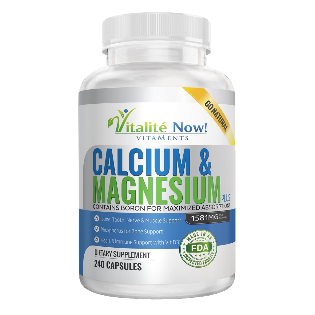 הטוב ביותר Calcium & Magnesium + ויטמין D3 400 IU - גבוה Absorbable עם Boron - 10 טפסים של Calcium + Phosphorus עבור כוח העצם - כל טבעי - 240 קפסולות - 2 חודשים אספקה!