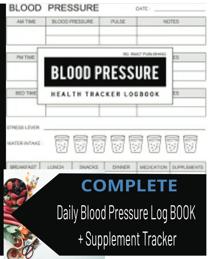 לחץ דם 7.5"x9.25" 150 העמודים [עם תוספת Tracker] Blood Pressure Log Book for Daily Tracking