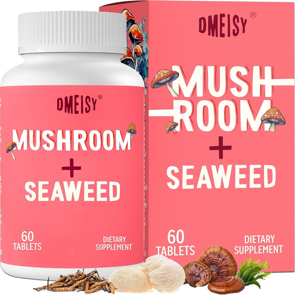מתחם Mushroom sublingual, 18-in-1 Mushroom, Lions Mane, Reishi, טורקיה Tail & More - תוספי המוח עבור זיכרון ומקדו, זיכרון, אנרגיה, Mood, Immunity, 60 טבליות