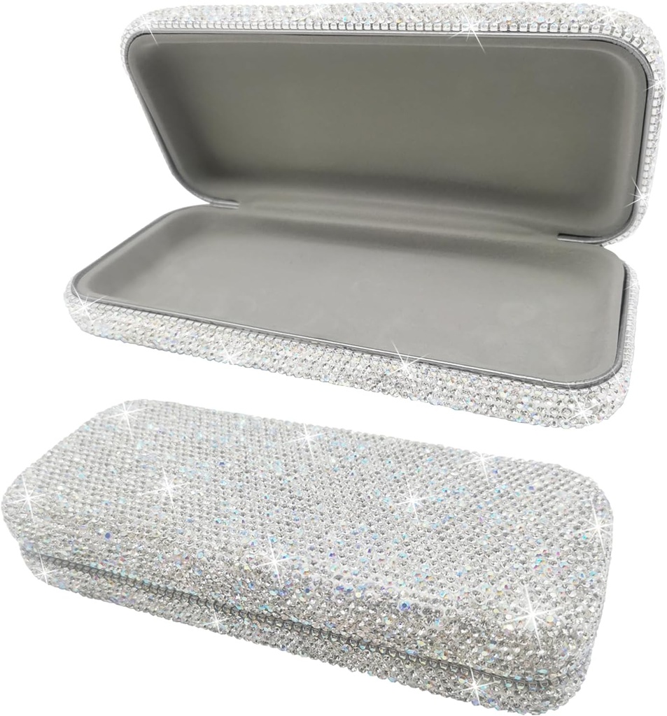 ^לינג Sunglass Case, Shiny Diamond sunglasses Hard Case Glass Case,Rhinestone Eyeglass Case for Women