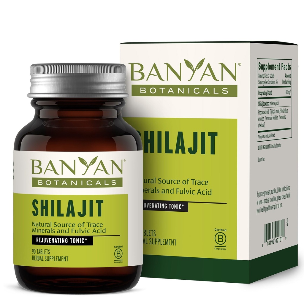 Banyan הבוטנים Shilajit - אורגני ו- Sustainable מינרלים Pitch - מינרלים-Rich Shilajit תוסף טבעי Detoxification והזדקנות בריאה * - 90 טבליות - Non GMO Sustainly Sourced טבעוני טבעוני