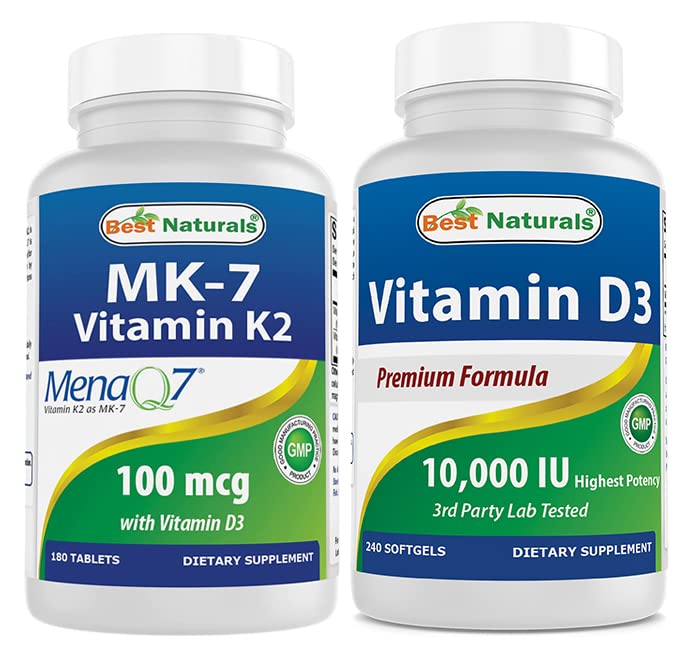 הטוב ביותר ויטמין K2 (MK7) עם D3 & ויטמין D3 10000 I