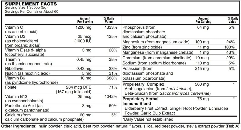 BariatricPal ImmunolyTE Fizz עם 1200mg ויטמין C Plus D3, Zinc & Elderberry - Immune Support & Electrolyte Recovery!