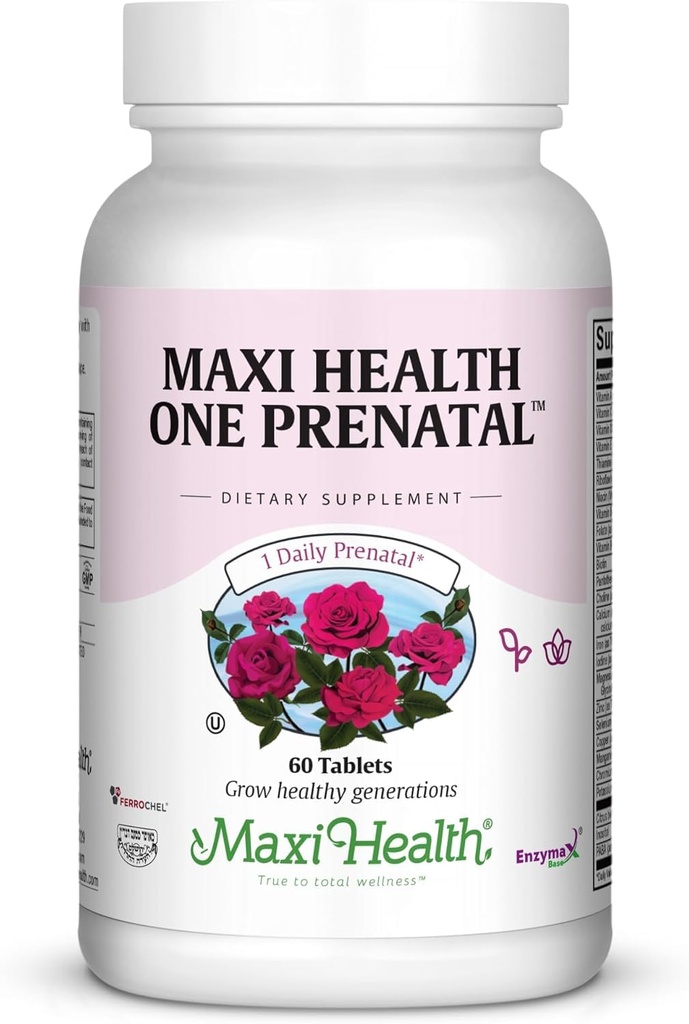 Maxi Health Prenatal ויטמינים לנשים - יום אחד לפני הלידה עם Methylated Folate, Gentle Iron & DHA תמיכה - דוקטור פורמולה, כשר Multivitamin הריון - 60 קפסולות (60 יום אספקה)