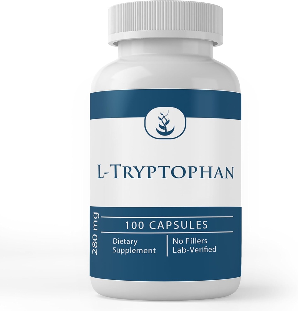 רכיבים מקוריים טהורים L-Tryptophan, (100 קפסולות) תמיד טהורים, ללא תוספות או מילויים, מעבדה מאומתת