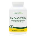 NaturesPlus Calcium / מגנזיום / Vitamin D3 עם ויטמין K2 - תמיכה בריאות העצם & Immune - Vegetarian, Gluten Free - 90 טבליות - 22.5 משרתים