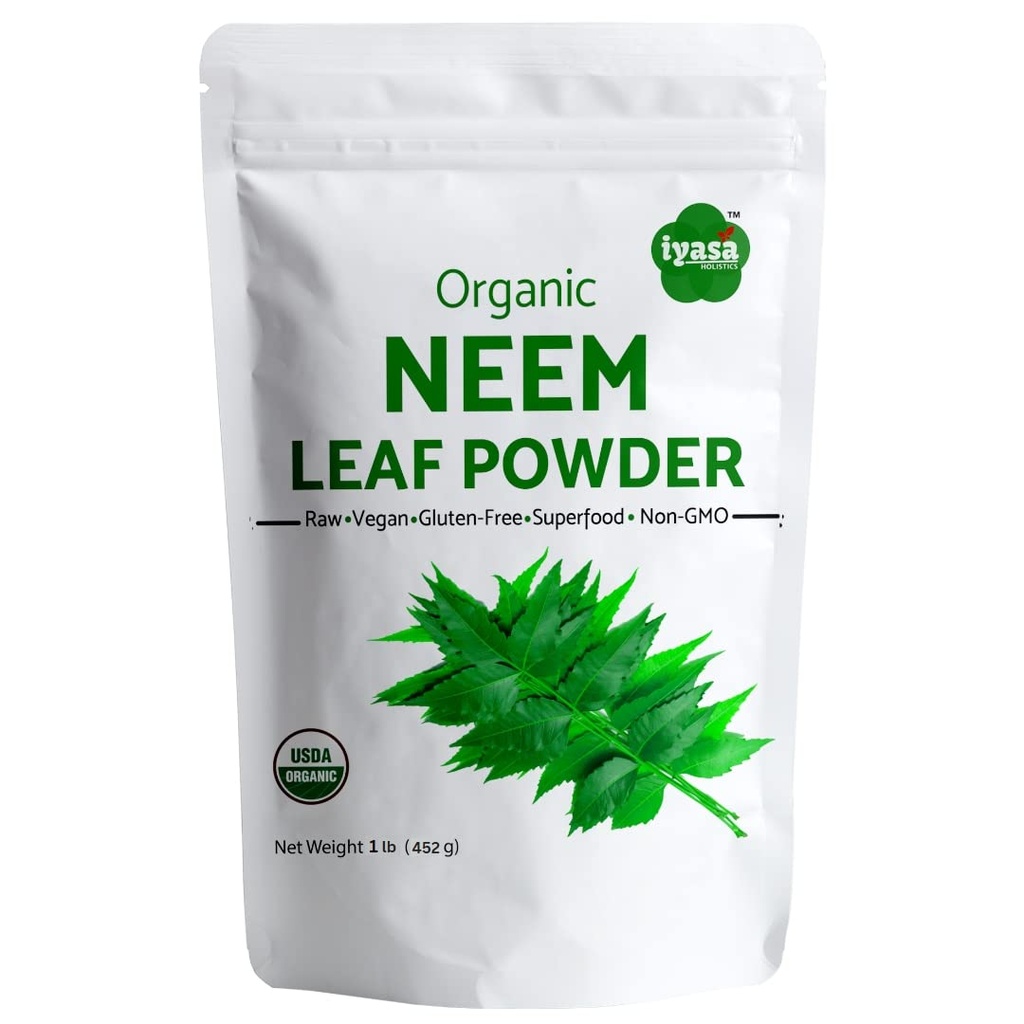 Iyasa Holistics אורגני Nem אבקת Ayurveda herb ו Superfood, תומך דם ו Liver Purification, מקדם שיער בריא ו Clear Skin, Resealable Bag של 16 oz / 453g