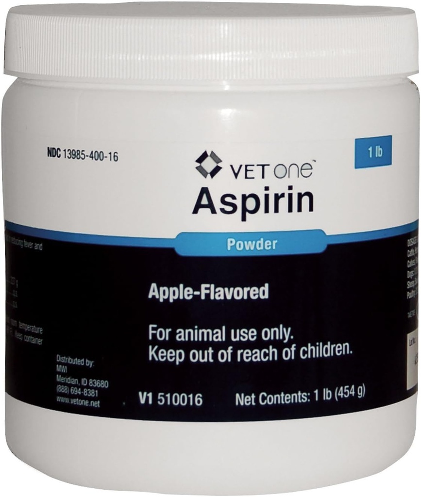 Vet One Apple Flavored תוספת כוח אבקת אספררין עבור סוסים Cattle Dogs & Livestock - Palatable - סיוע ב Reducing Fever & Mild Analgesia - 1 lb