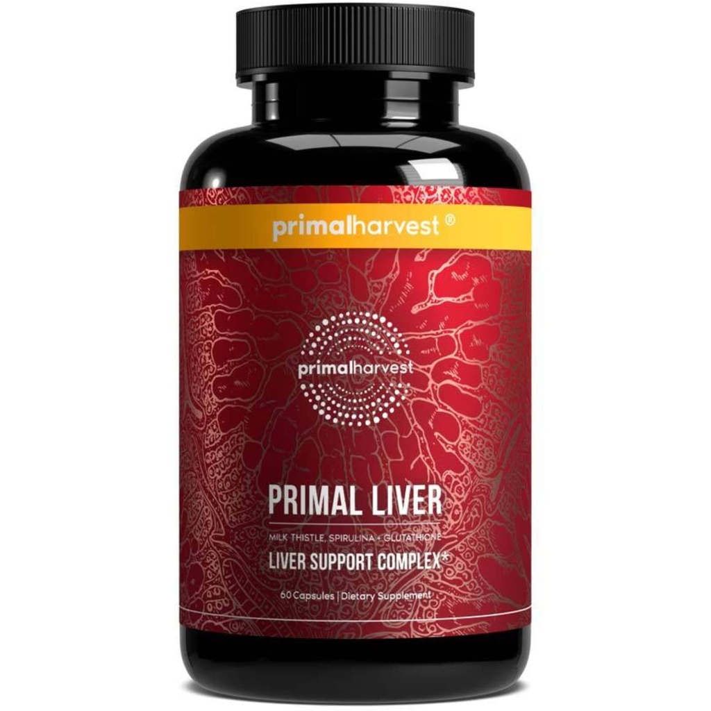 Primal Harvest Primal Liver תוסף עם, Alpha-Lipoic Acid, L-Cysteine HCL, L-Glutathione, Milk Thistle ו Spirulina, עבור גברים ונשים, 120 קפסולות