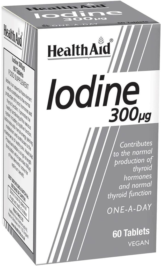 Health Aid 300mcg IdIodine Tablets - אריזה של 60 טבליות