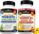 ויטמין D3 5000 IU 125 mcg (1 שנה אספקה) בתוספת 40 מיליארד CFU Daily Probiotic תוספת (2 חודשים אספקה)