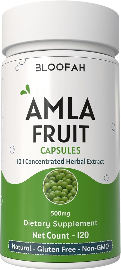 Amla פירות קפסולות 500 מ"ג | עלייה של 10:1 לחלץ Phyllanthus emblica | Natural Herbal Supplement | Non-GMO, Gluten-Free | המסורתית Wellness Formula (120 Count (Pack of 1))