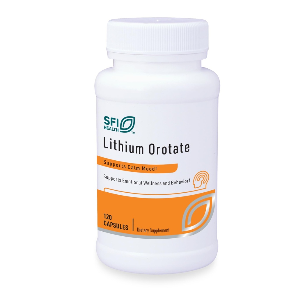 Klaire Labs SFI Health Lithium Orotate 4.8 מ"ג - May Help Balance Mood - Bioavailable Lithium Orotate תוסף - Trace מינרלים לקדם להתמקד, זיכרון, קוגניטיבית ו Mood תמיכה (120 קפסולות)