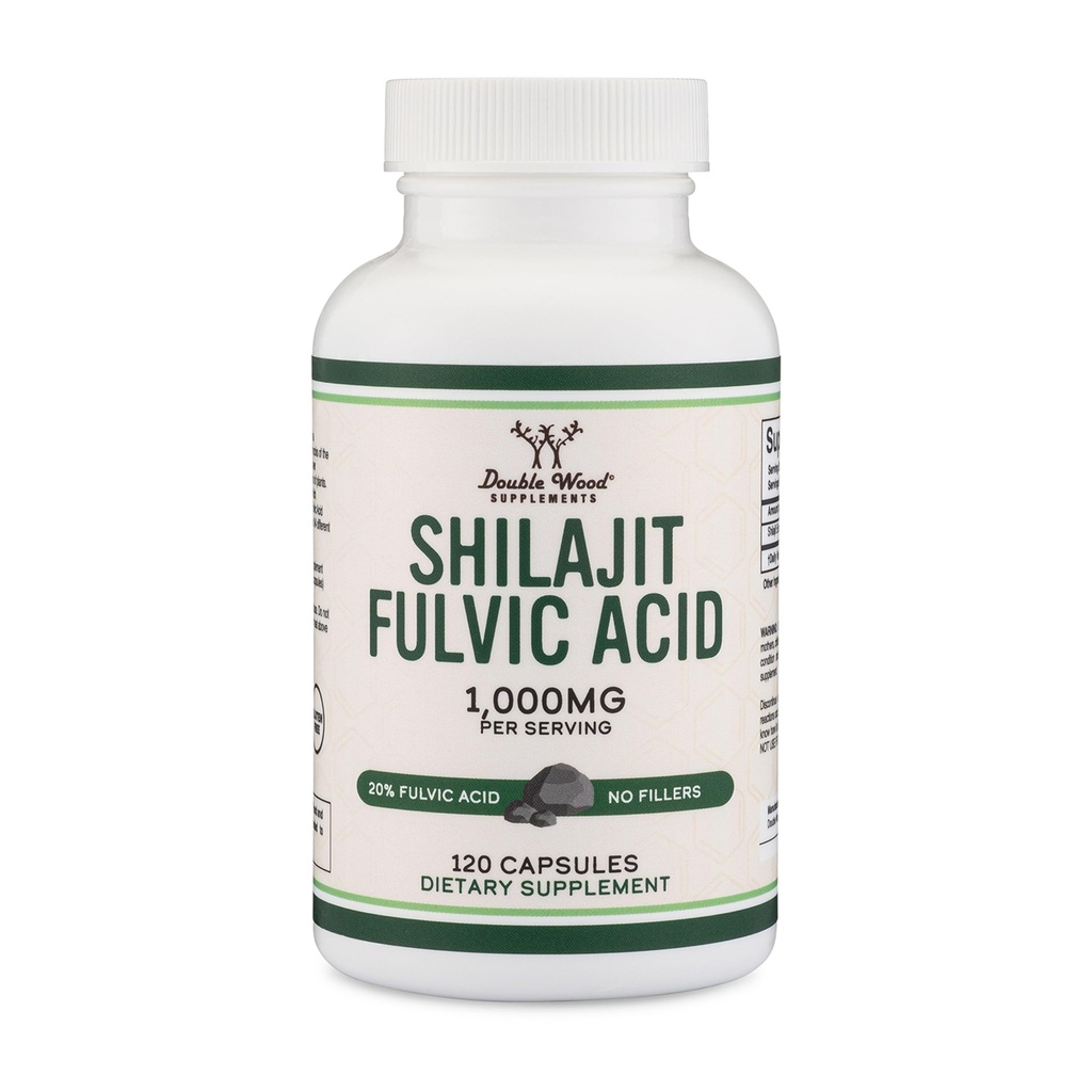 קפסולות ההימלאיה הטהורה (20% תוספת Fulvic Acid) 1000 מ"ג של תמצית Shilajit אותנטי לשרת, 120 הרוזן (גבוה ב-Trce מינרלים, No Fillers) על ידי Double Wood
