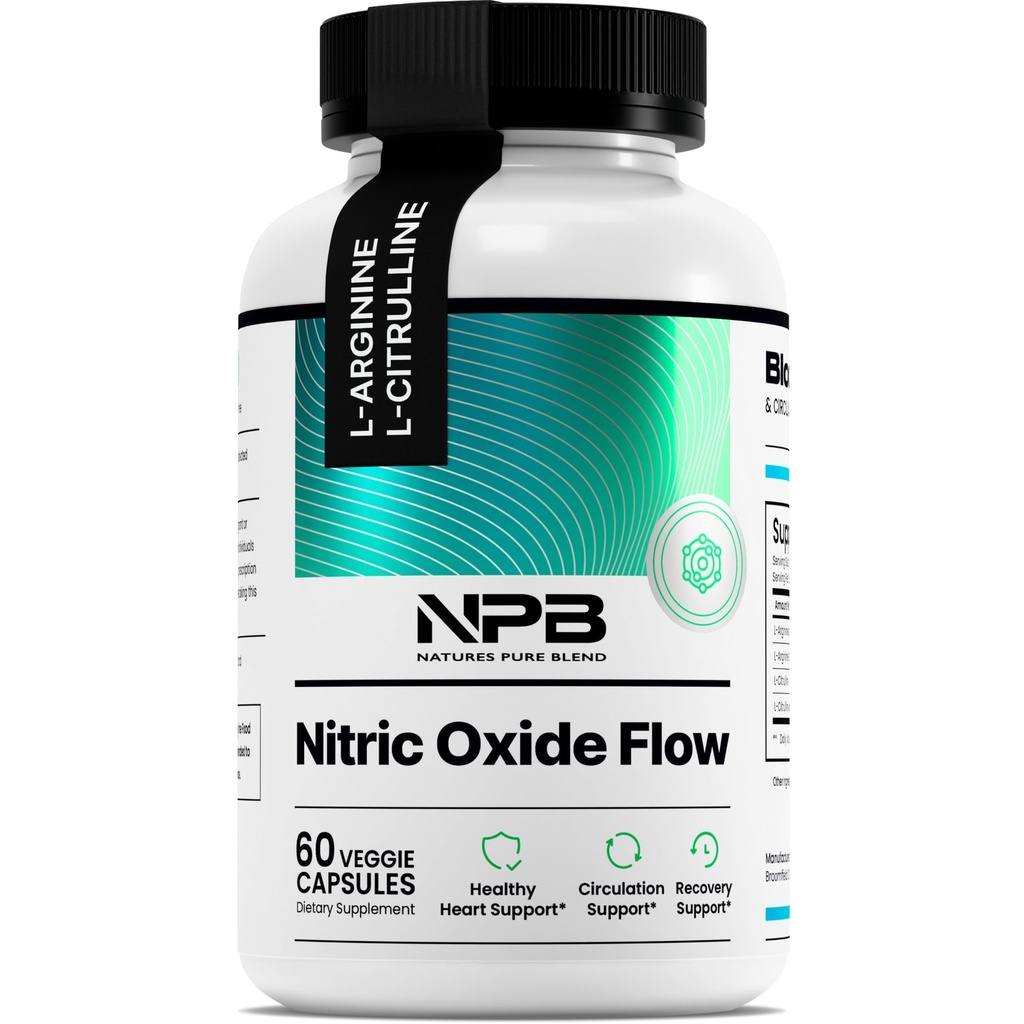 תערובת טהורה של הטבע Nitric Oxide תוספי גברים - L-Arginine L-Citrulline - Heart Support & Flow Circulation Booster - 1500MG L Arginine ו- L Citrulline, Preworkout, פיתוח גוף