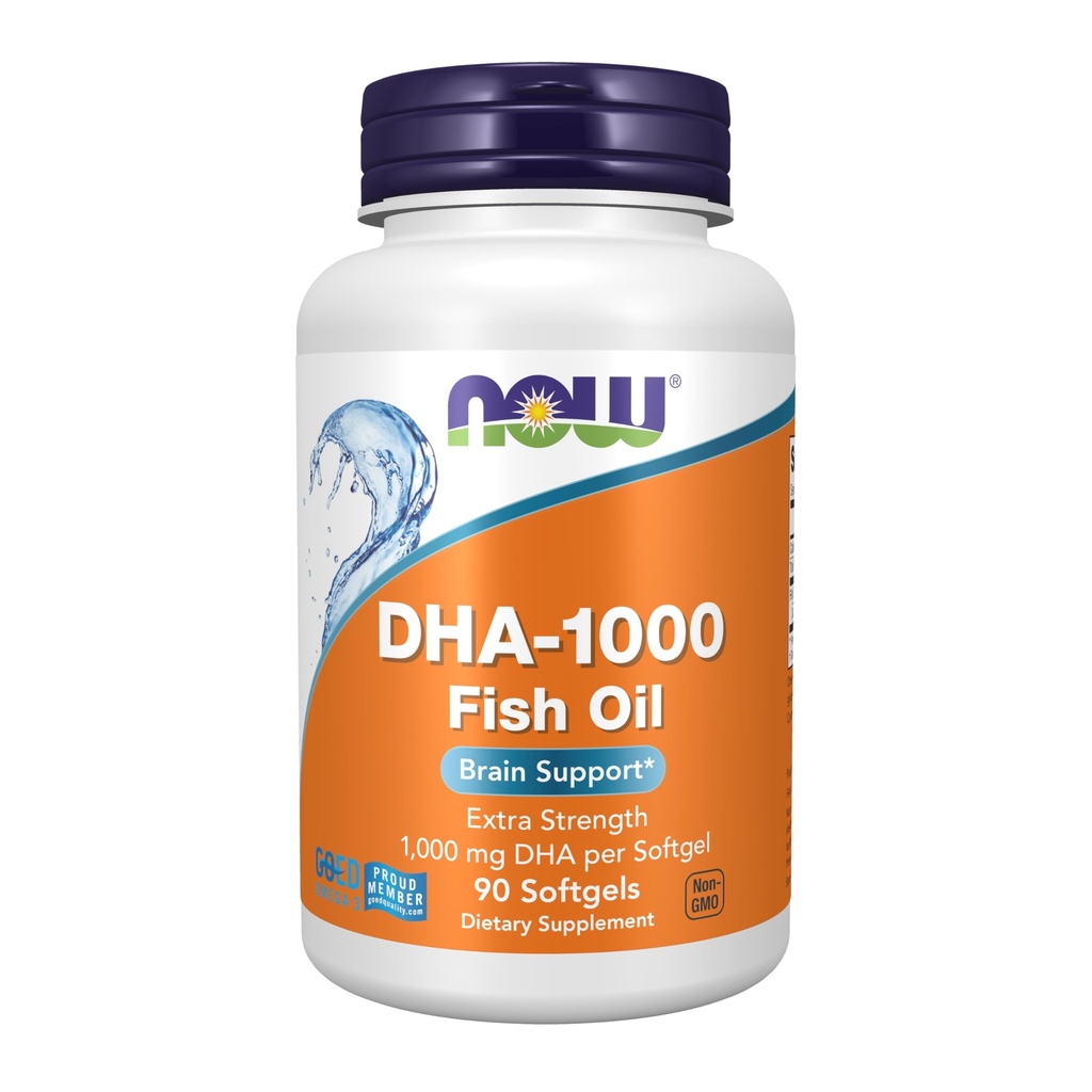 תוספי מזון עכשיו, DHA 1000 Brain Support, תוספת כוח, 1000 מ"ג DHA, 90 Softgels