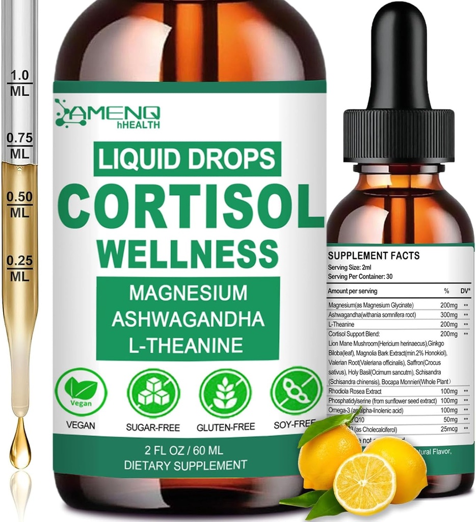 Cortisol Supplements for Women & Men, 16-in-1 Cortisol Reducer Detox Manager w. Magnesium, Ksm-66 Ashwagandha, L-Theanine, Rhodiola, Phosphatidylserine for Lower Cortisol, Recess Mood, Focus Support