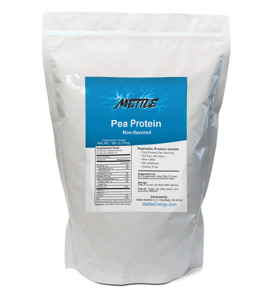 אבקת חלבון Pea - 5 פאונד - Bulk Pure תוסף (Unflaved) - Mettle Pea חלבונים Isolate