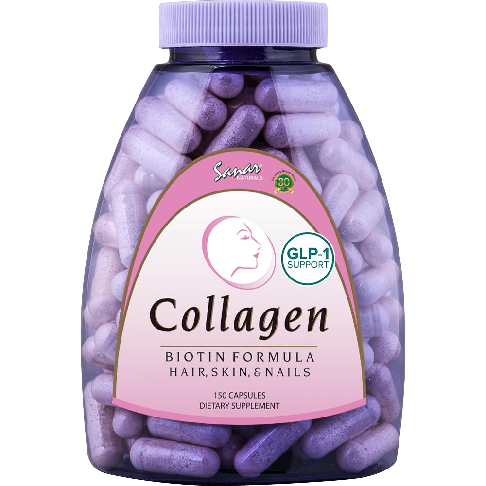 Sanar Naturals Collagen Pills עם ביוטין, ויטמין C - תומך שיער בריא, עור וציפורים - Boost Hair Growth & Strong Nails - Collagen Biotin תוסף, 150 קפסולות