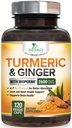 תוסף Turmeric Curcumin 2600mg - עם אורגני ג'ינג'ר & Turmeric, BioPerine Black Pepper לחלץ 95% Curcuminoids - Advanced Absorption Joint & Antioxidant תוספת תמיכה - 120 קפסולות