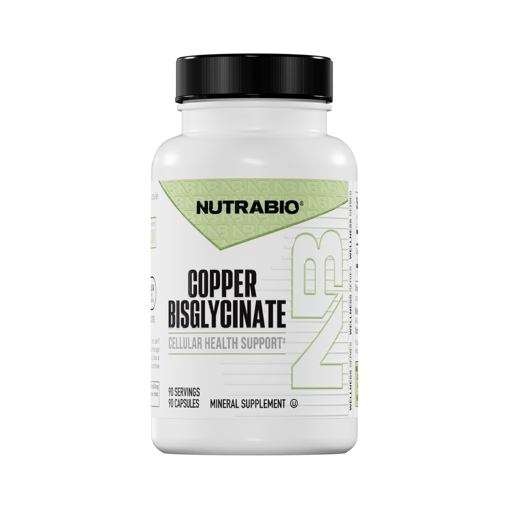 NutraBio Chelated Copper Bisglycinate תוסף (3mg), Immune Support - Copper תוסף 90 קפסולות
