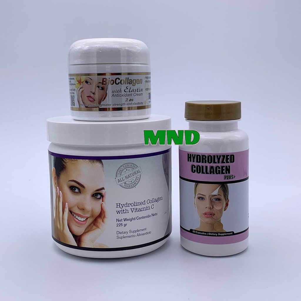 BIO HYDROLIZED Collagen Plus אבקת שיער בריאה גלולות Elastin Cream