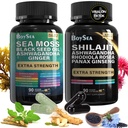 בנים Shilajit ו Sea Moss Bundle- 90 Count - Sea Moss, Black Seed Oil, Ashwagandha, ג'ינג'ר ו Shilajit, Rhodiola Rosea, All in 1 תוספים (1 Pc)