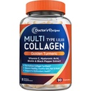המתכון של הדוקטור Multi Collagen Peptides עם גולדן Turmeric, ויטמין C, ביוטין, Hyaluronic Acid & Black Pepper, תוסף Collagen לעור, שיער, ריח, קולגן לנשים וגברים, 90 Caps Caps