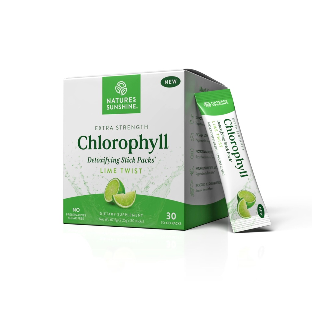The Nature's Sunshine Chlorophyll Stick Packs: Supercharge Your Detox and Boost Gut Health in Convenient, Delicious Stick Packs (Lime Twist)