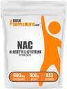 BulkSupplements.com NAC אבקת - N-Acetyl Cysteine 600 מ"ג, תוסף NAC - תמיכה אנטי-חמצן, Gluten Free - 600 מ"ג לשרת, 833 משרתים, 500g 1.1 lbs (Pack of 1)